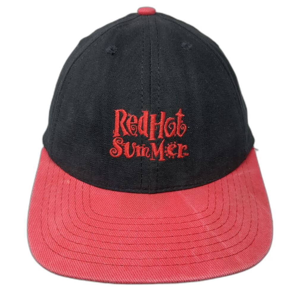 Black Snapback Hat One Size Red Hot Summer Coca-Cola Logo Cotton Made in USA